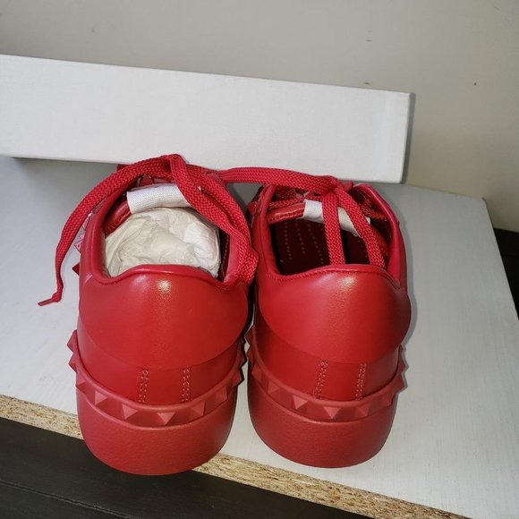 Valentino Garavani 11. Women Rockstud Studded Leather Sneakers Shoes Red - Picture 8 of 12